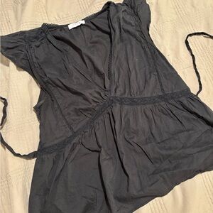 Aritzia Black Wrap Top